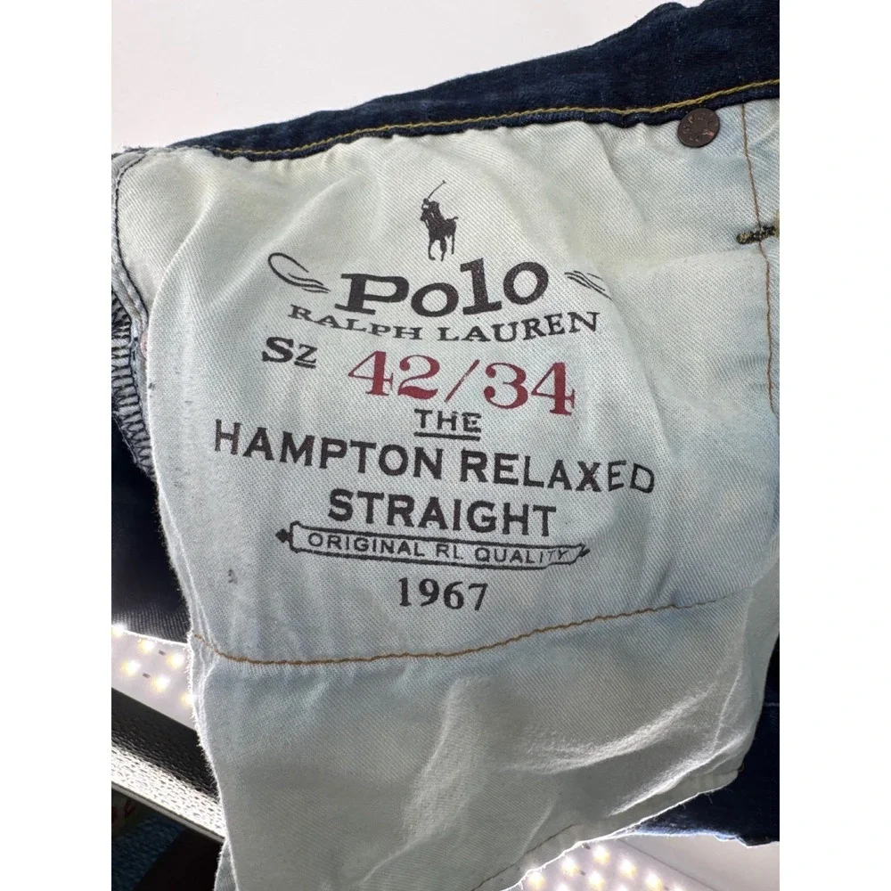 Polo Ralph Lauren Jeans Mens‎ 42x34 Blue Hampton Relaxed Straight Denim Pants